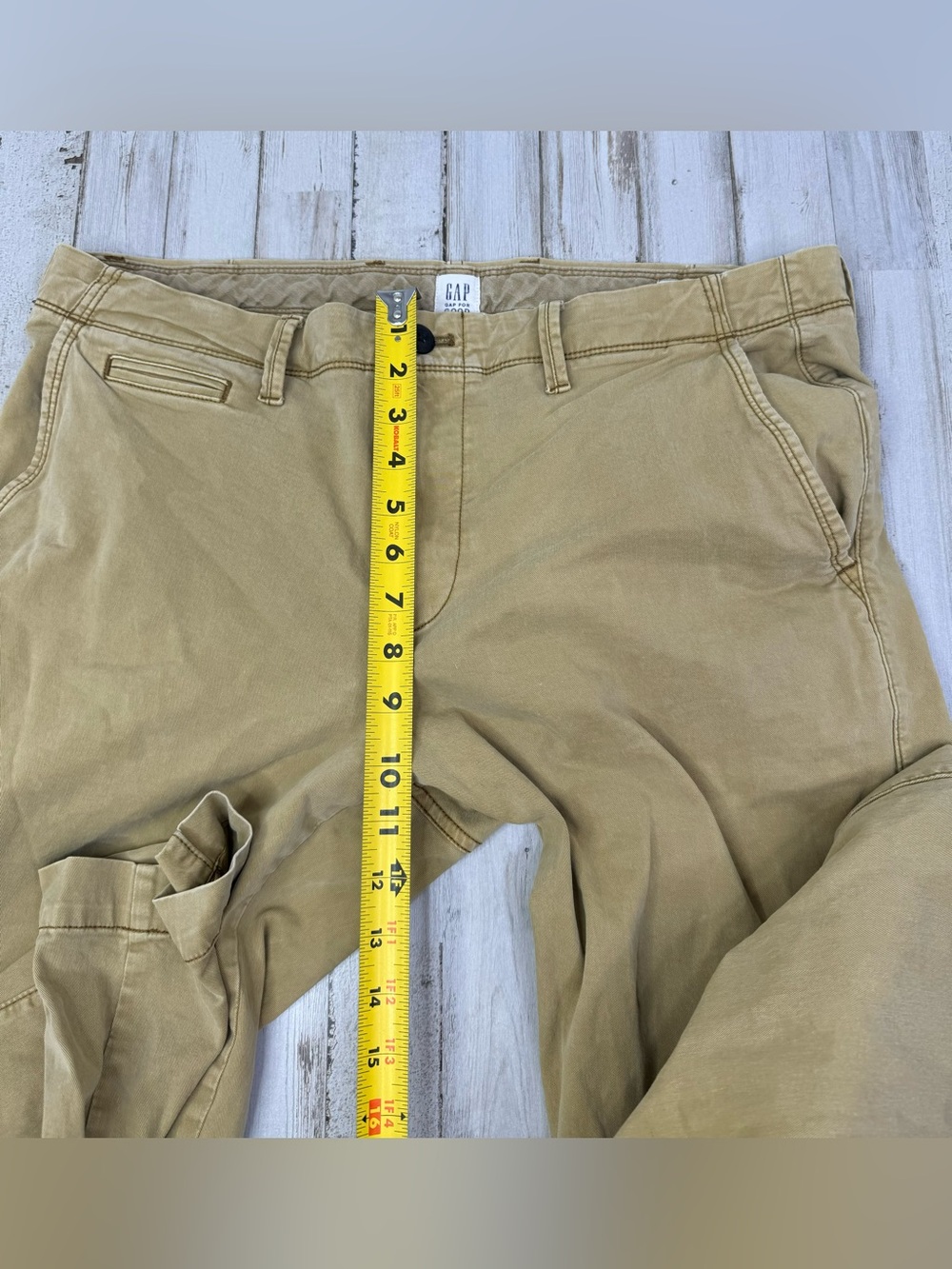 Gap Mens Slim Leg Pants Khaki Tab Size 36x33.5 Button Zip Close - Picture 7 of 11